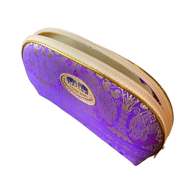 Thailand Purple Gold Elephant Travel Cosmetics Bag NWOT - Picture 4 of 5